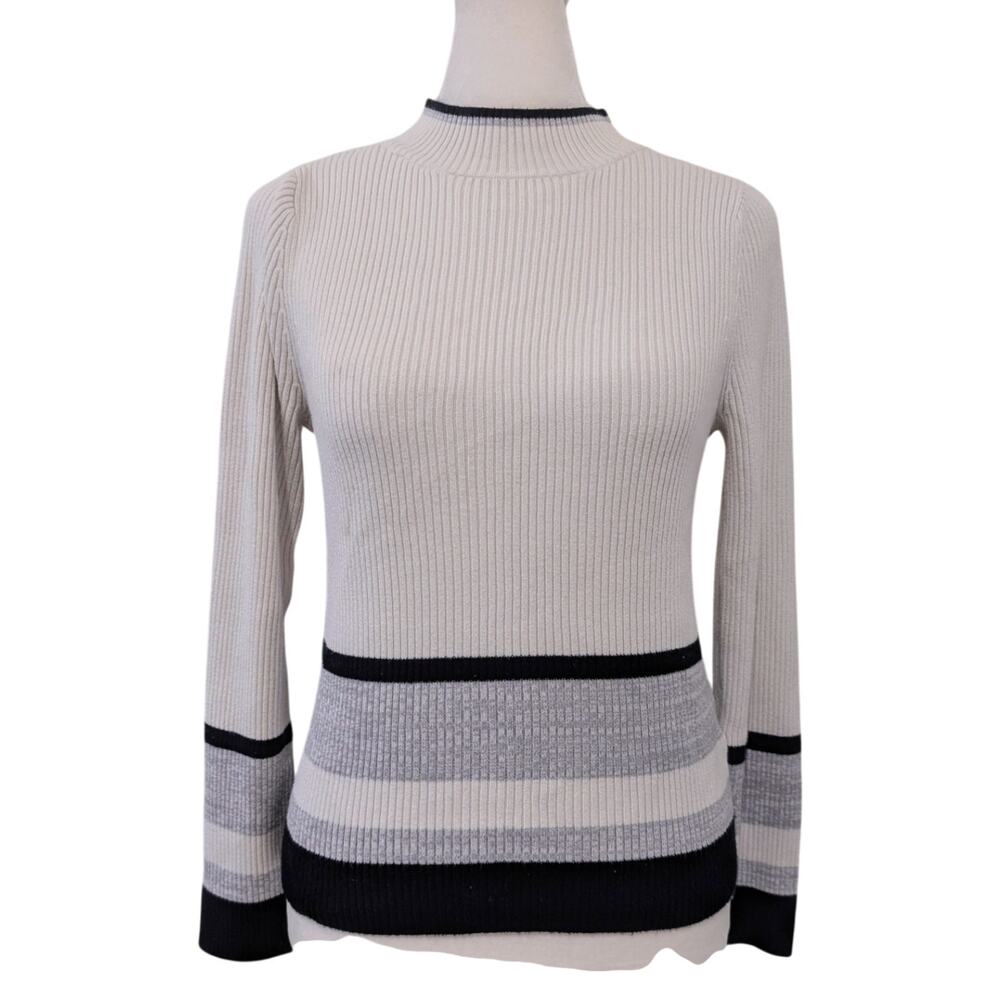 Miss Selfridge Cream Striped Knit Sweater Sz 10